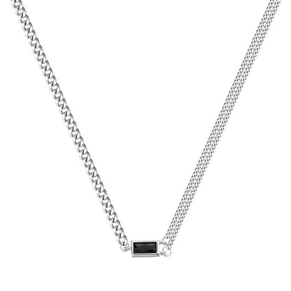 925 Sterling Silver Black Zircon Necklace Party Jewelry for Women New Fashion Double-layered Clavicle Chain Holiday Accessories