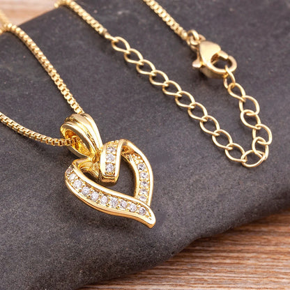 Fashion Creative Spiral Design Heart Pendant Necklace For Women Lovers Clavicle Chain Chocker Female Cute Zircon Jewlery