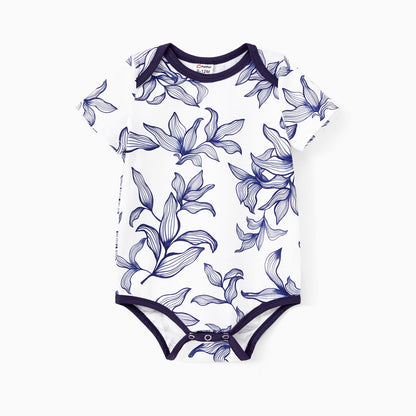 Family Matching Sets Floral Tee or V-Neck Faux Button Elastic Waist Sleeveless Dress