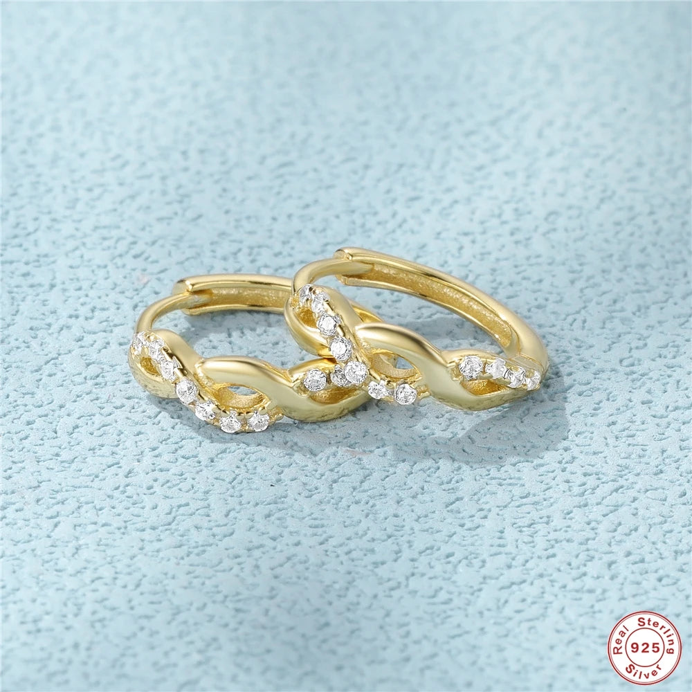 Simple Luxury Circle Zircon Earring 925 Sterling Silver Crystal CZ Hoop Earrings for Women Gold Silver Fashion Jewelry