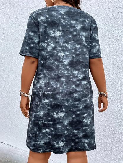 Europe and America Plus Size Women Casual Dress Summer Comfortable short sleeve simple Female Gradient Holiday street Dress
