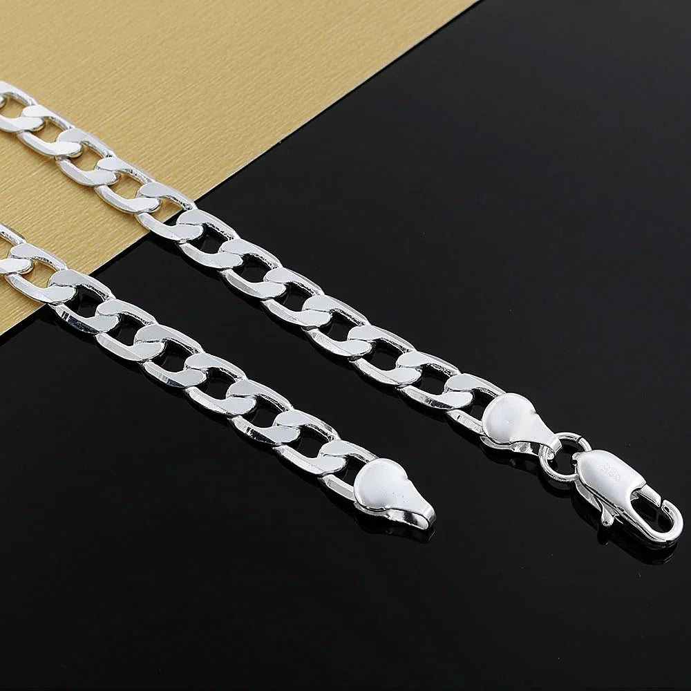 925 Sterling Silver Necklace High Quality Jewelry For Women Men 40-60cm 8mm Chain Solid Fashion Wedding Christmas Gifts
