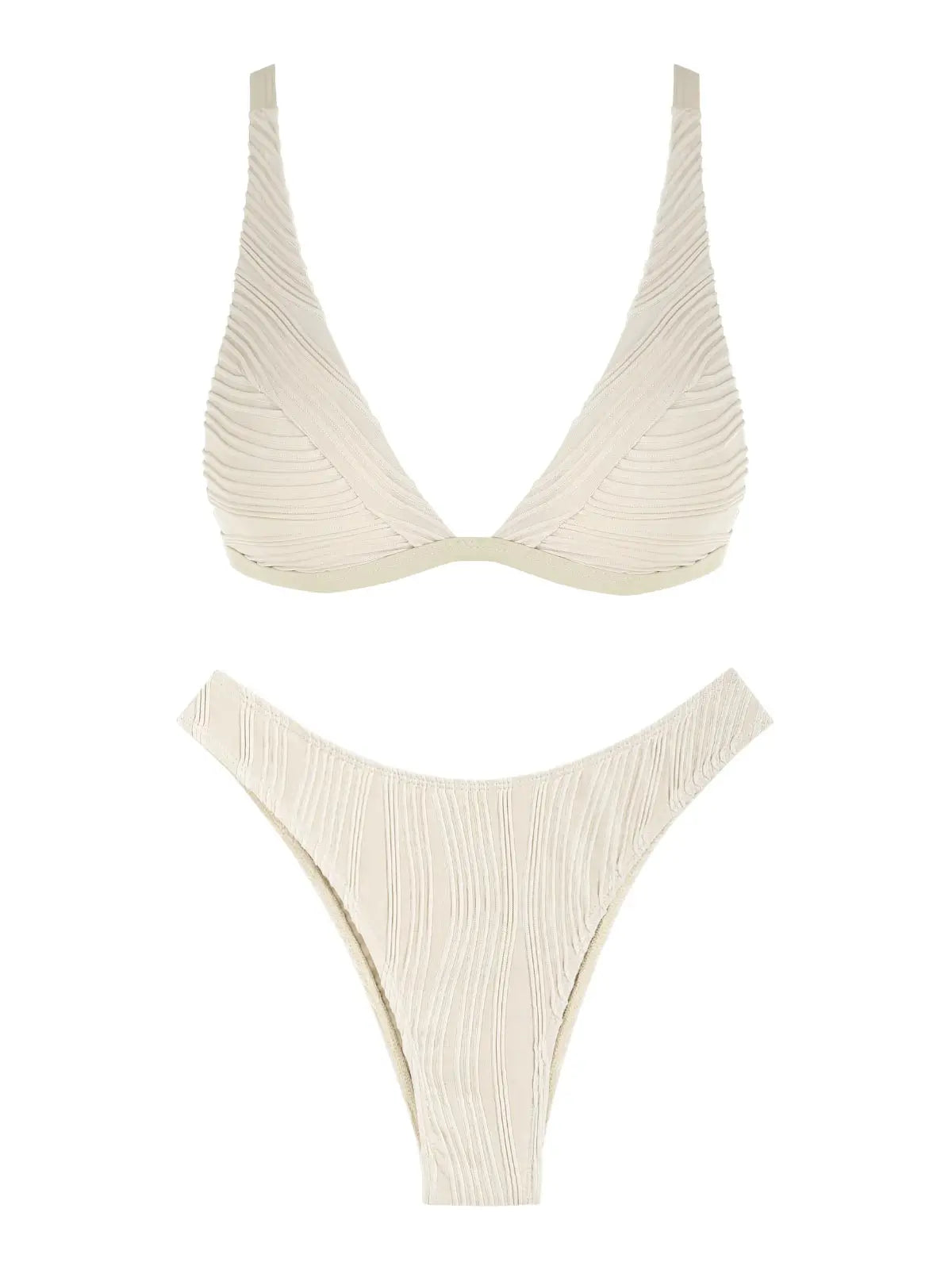 Women swimwear Textured High Cut Bikini Swimwear