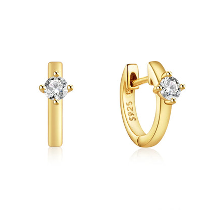 Simple Luxury Circle Zircon Earring 925 Sterling Silver Crystal CZ Hoop Earrings for Women Gold Silver Fashion Jewelry