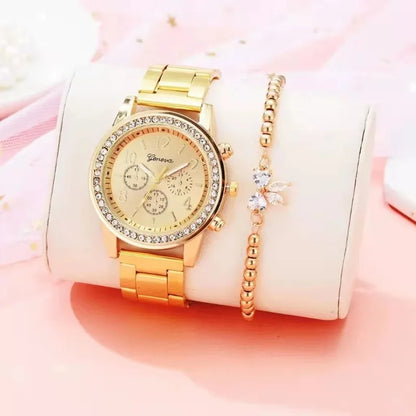 Women  Watches Geneva Classic Rhinestone Watch Women Watches Ladies Fashion Gold Watch Clock
