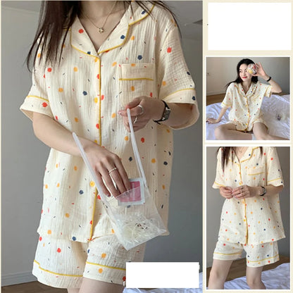 Rabbit Printing Ladies Pajamas Set Summer Kawaii Loungewear Women Green Homewear Cute Cartoon Korean Fashion Version Outfits