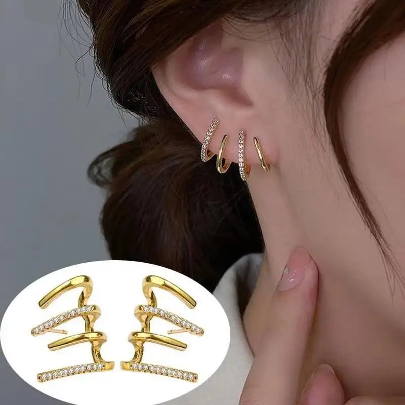 925 Silver Needle Korean Fashion Crystal Heart Earrings For Women Jewelry 2025 Trending New Luxury Women's Hoop Earrings Brincos